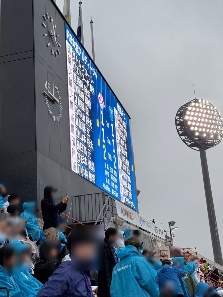 試合終了後のスコアボード